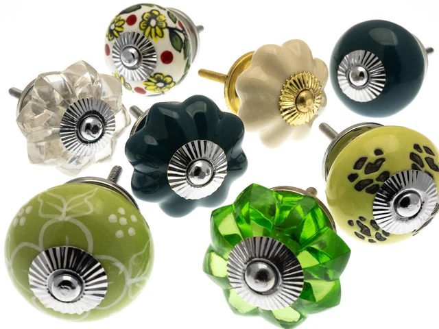 Ceramic Door Knobs - Hand Painted Autumn Colours (Set of 8)