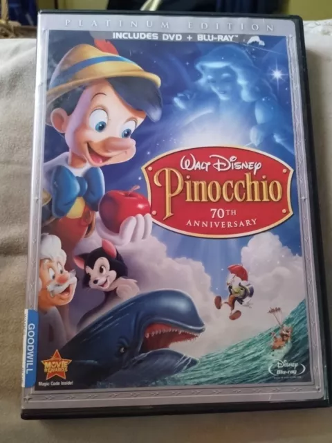 Pinocchio 70th Anniversary Platinum Edition (Blu-ray + DVD,  3 Disc Set) NEW