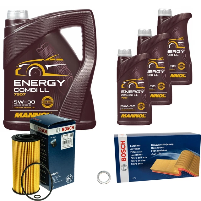 BOSCH CONTROLLO SET 5L MANNOL Energy Combi LL 5W-30 per VW Golf VI 1.4