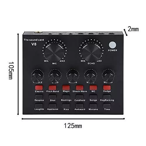 V8-Live Sound Card, USB External V8 Karaoke Recording Mobile Audio Mixer, black 3