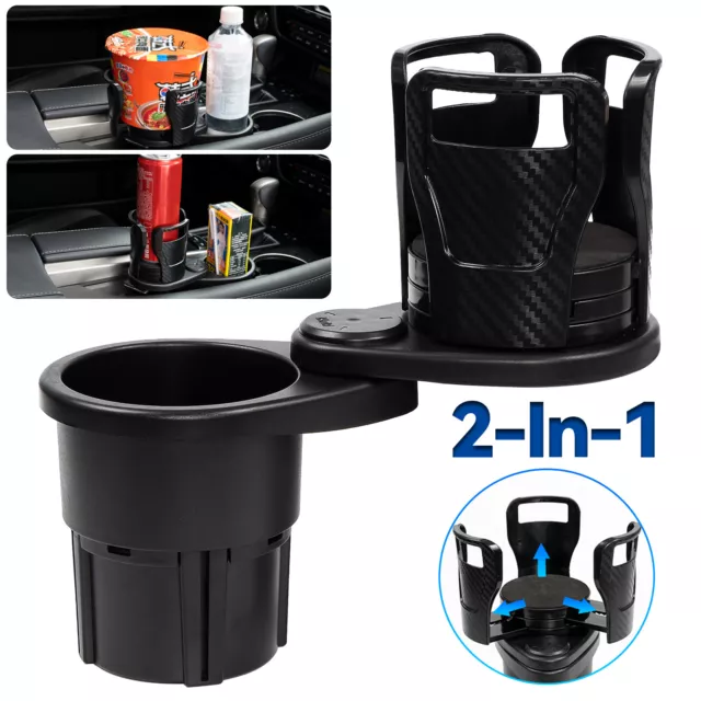 Car Cup Holder 2 in 1 Double Cup Multifunctional Vehicle Mounted Water Cup  Holder with 360° Rotating Adjustable Base