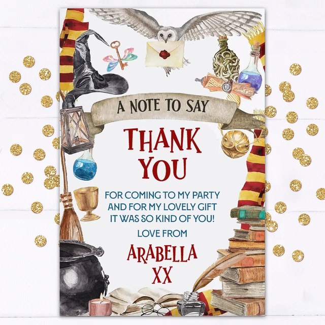 PERSONALISED HARRY POTTER Thank You Cards, Party, Birthday, 10 with