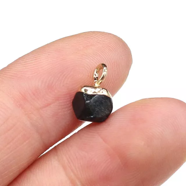 20pcs 6mm Black Agate Stone Polygon Pendant for Charms DIY Necklace Earrings