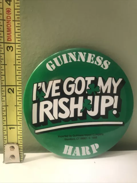 Vintage 1988 Guinness Harp Beer Lager Pin Pinback Button St. Patrick's Day Irish 2