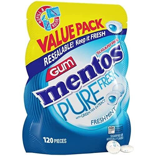 Pure Fresh Sugar-Free Chewing Gum with Xylitol, Fresh Mint, 120 Piece Bulk