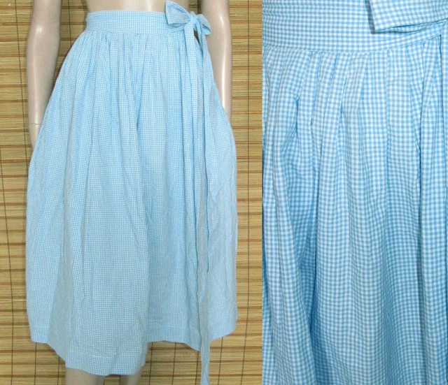 Grembiule Dirndl A Quadretti Blu/Wess - Cotone - Vintage - Taglia Unica