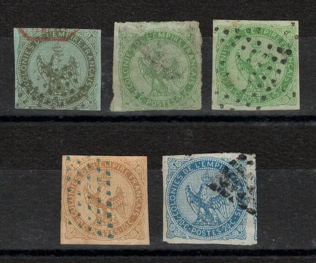 Colonies Générales - Lot de 5 aigles , petits défauts , Cote 106 Euros (PN382)