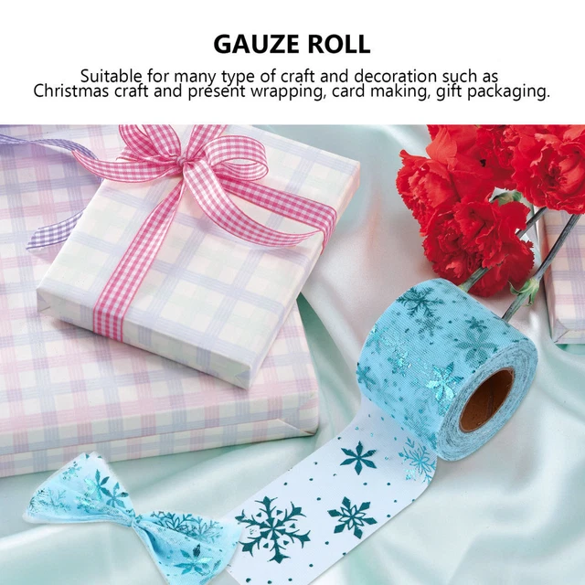 3 Sets Tüll Spool Weihnachten Tüll Schneeflocke Tüll Stoff Tüll Band Rollen 12