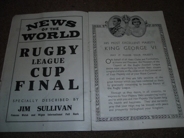 RARE VINTAGE 1937 Rugby League Challenge Cup Final Programme Keighley V