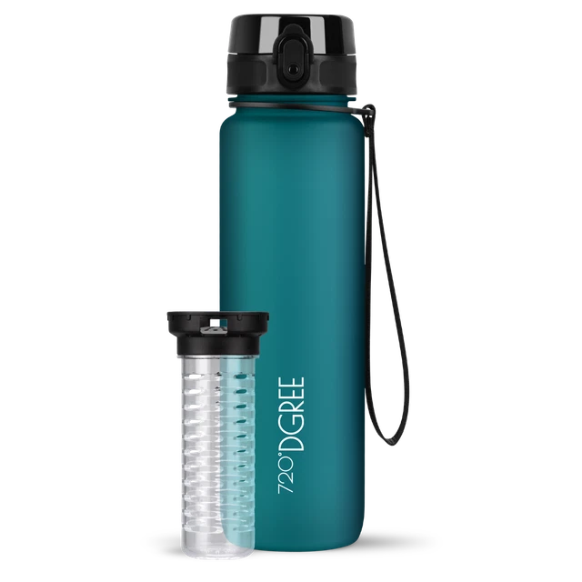 720°DGREE Trinkflasche 720°DGREE ÜberBottle Trinkflasche 1 Liter – CrystalClear Mit Sieb, BPA-frei, Tritan, Für Sport & Outdoor