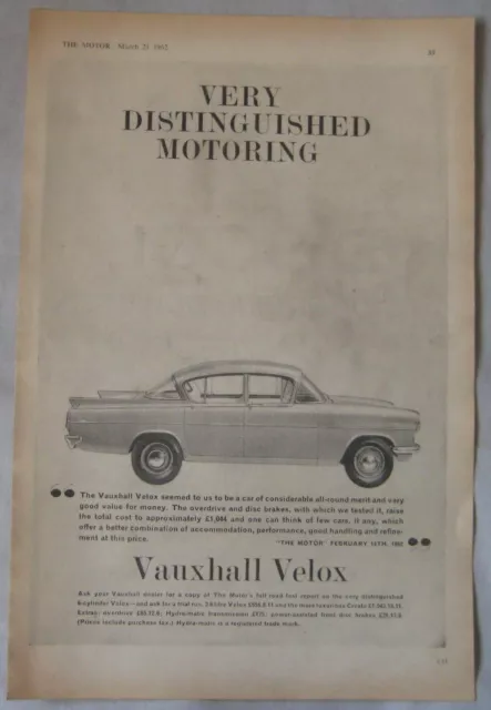 1962 Vauxhall Velox Original advert No.1