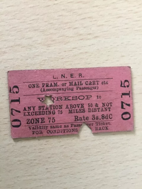 L, N, E, R,  RAILWAY. Ticket,   (. Worksop. To,  45,  ) B-49