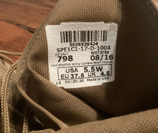 US MILITARY HOT Weather Coyote Desert Tan Army Combat Boots Size 5.5W