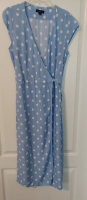 J CREW Mercantile Blue and White Easy Wrap Midi DRESS size XS