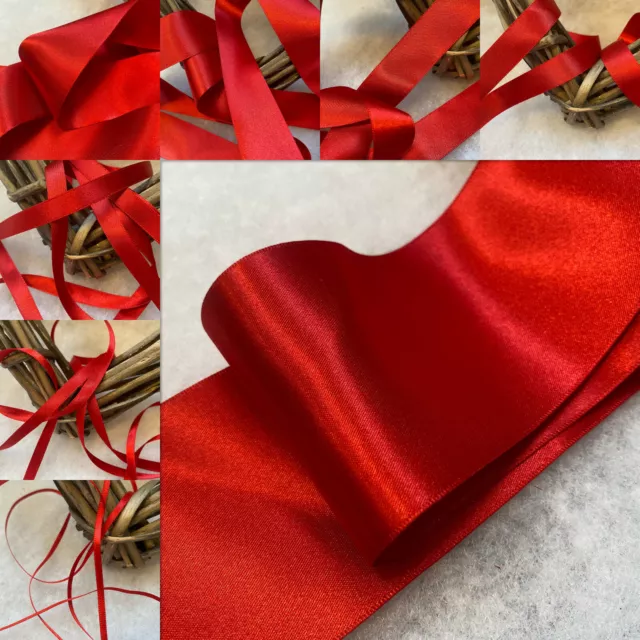 Berisfords Shade 15 Red Double Satin Ribbon 3 7 10 15 25 35 50 70mm Widths