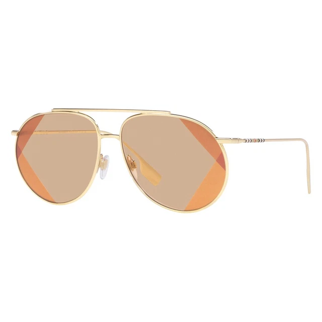 New Authentic BURBERRY BE3138 110993 Light Gold/Light Brown UV Print Beige 61...