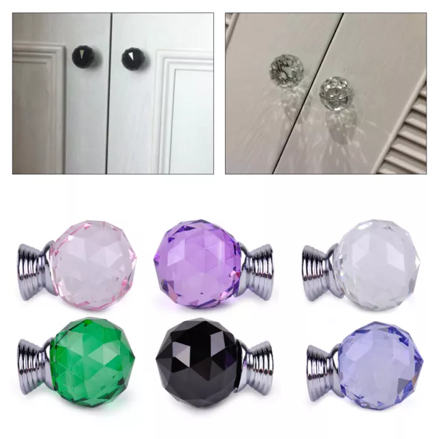 10x3CM Round Crystal Cupboard Knob Furniture Pull Handle Cabinet Drawer Screw lp