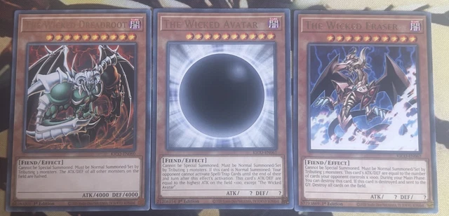 The Wicked Eraser Dreadroot Avatar Yu-Gi-Oh! Wicked Gods Card Set - The Wicked Eraser, Dreadroot & Avatar - Rare Cards Yugioh Wicked Gods The Wicked Eraser Dreadroot Avatar Yu-Gi-Oh! Wicked Gods Card Set - The Wicked Eraser, Dreadroot & Avatar - Rare Cards Yugioh Wicked Gods