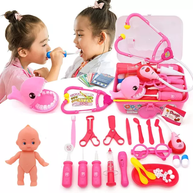 43Pcs Kids Doctors Kit Toy Medical Playset Role Play Dentist Set For Girls 3+