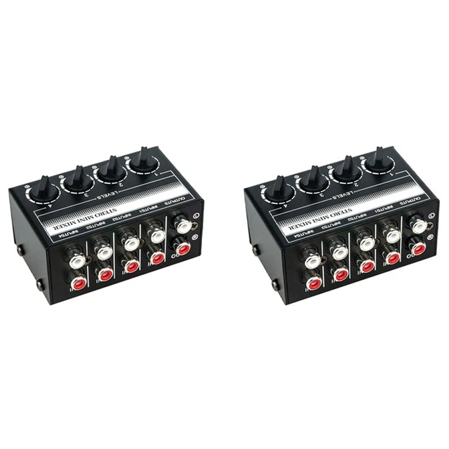 2X 4 Channel Stereo Audio Mixer Support RCA Input and Output Passive Stereo F5X9