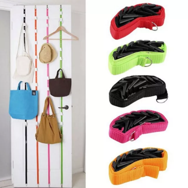 1 Set Adjustable Over Door Straps Hanger Hat Bag Clothes Rack Hook Storage Hooks