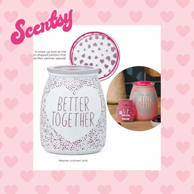 SCENTSY Warmer BETTER TOGETHER Full Size Pink & White Glass Frosted Mason Jar FL