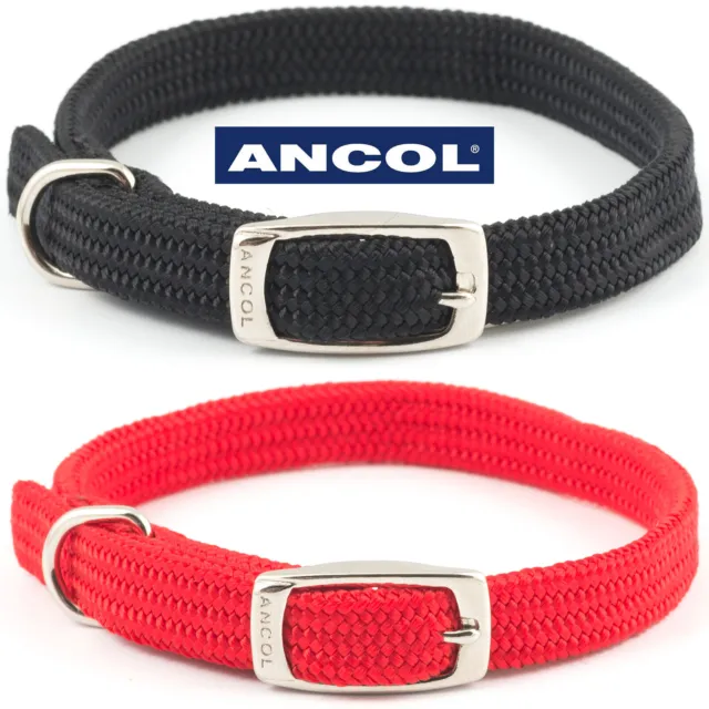 Ancol Softweave Dog Collar in Red or Black