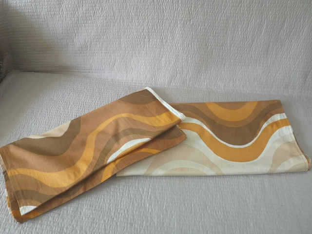 Tampella Sweden x 2 fabric panels curtains Mid-century  wave Marjatta Metsovaara
