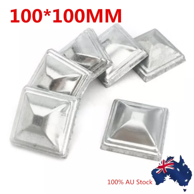 10pcs Galvanized Steel Square Post End Cap For Fence Posts 100*100MM DIY AU