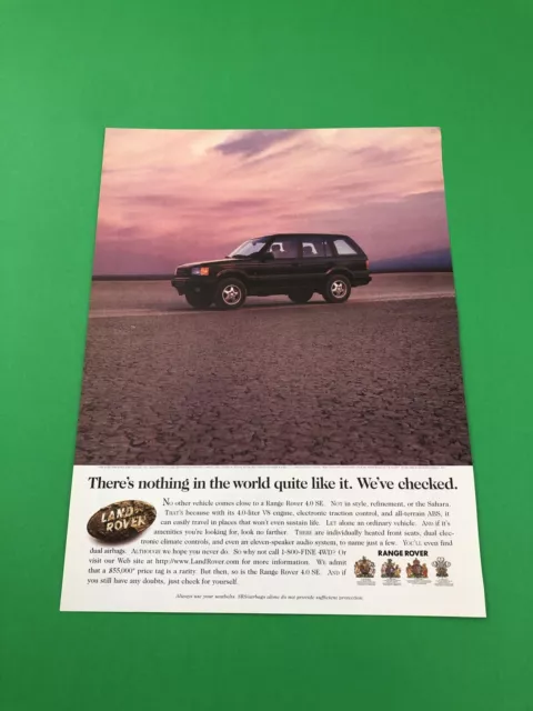 1995 1996 1997 1998 Range Rover Original Print Ad Advertisement B55