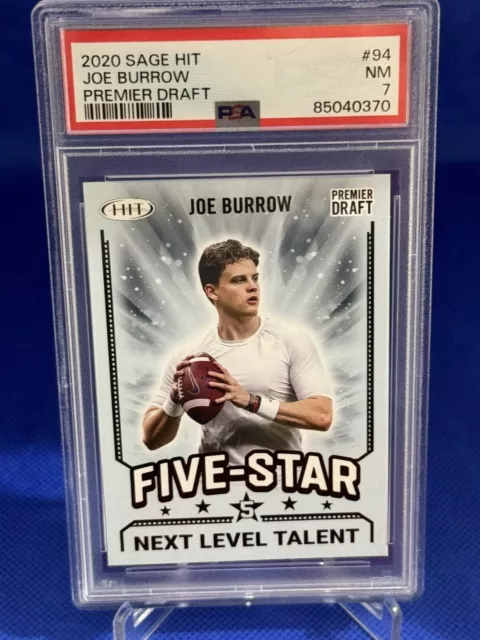 2020 Sage Hit Premier Draft Joe Burrow Rookie #94 PSA 7