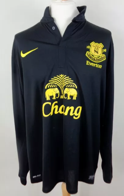 EVERTON 2012/13 NIKE - Black Away Football Shirt Long Sleeve - Mens Size XXL