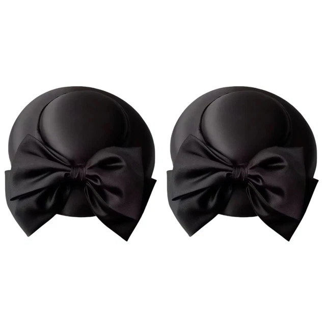 2x Pillbox Hat Vintage Derby Hat Bow Fascinator Hat
