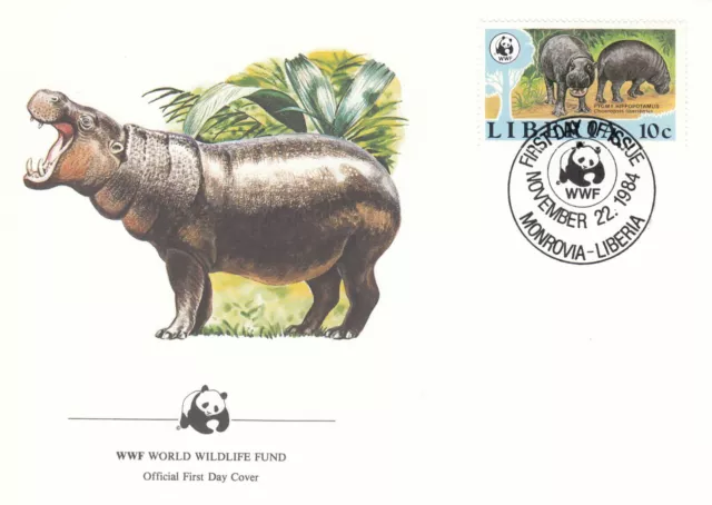 (120136) Hippo WWF Liberia FDC 1984