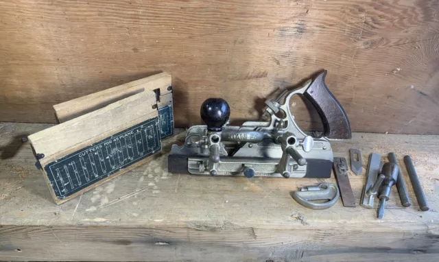 Stanley Sweetheart No. 45 Combination Plow Plane, w/ Boxed Cutters, Original Box