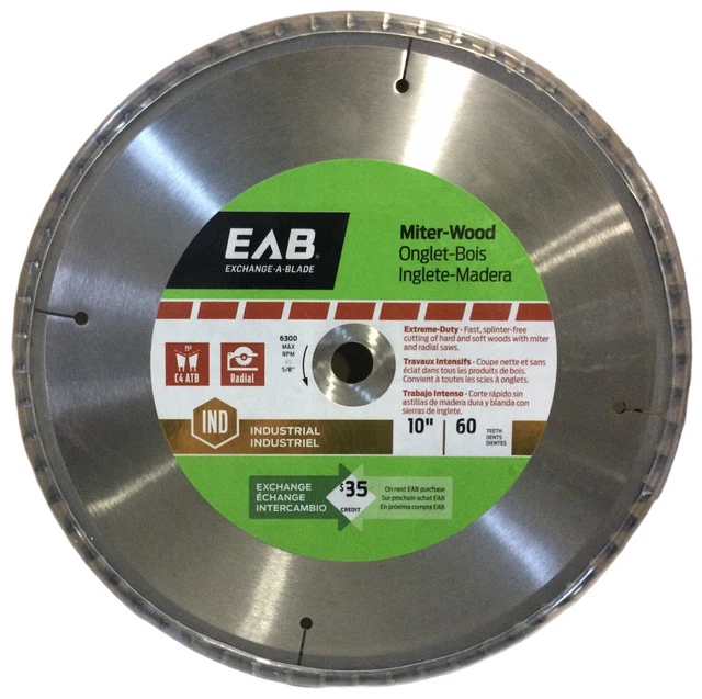 Exchange-A-Blade 1018322 10” 60 Tooth Industrial Grade Blade for Radial Arm Saws