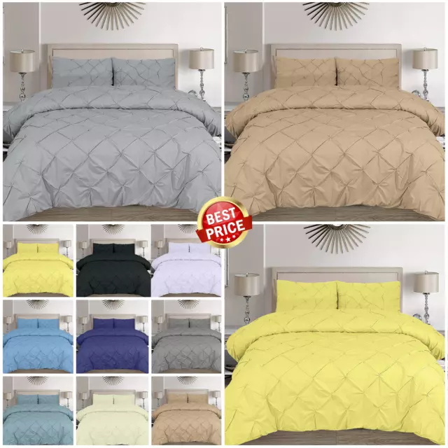 100% Egyptian Cotton 400TC Pintuck Duvet Cover Bedding Set Single Double King UK