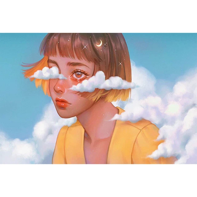 Kit de pintura por números hágalo usted mismo nube niña colorear cuadros al óleo adornos (B28)