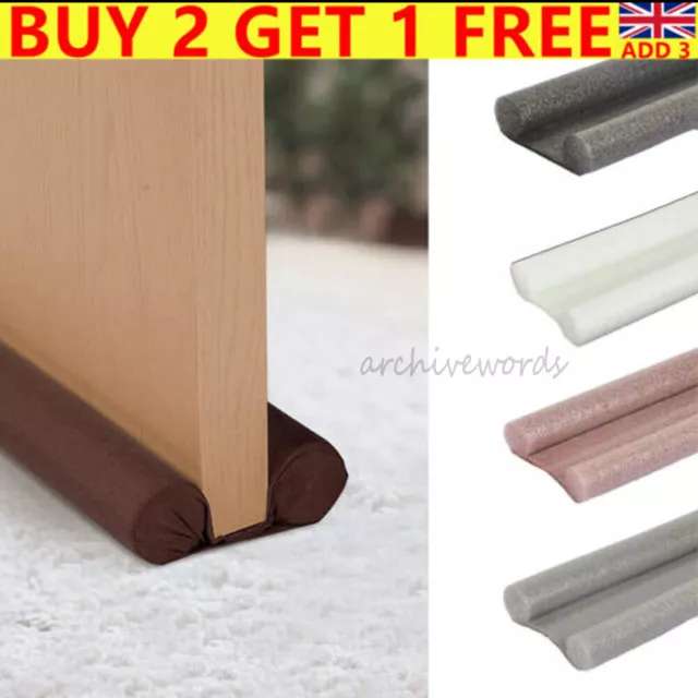Under-Door Foam Double Side Draught Excluder Insulation Seal Cold Air Stopper UK