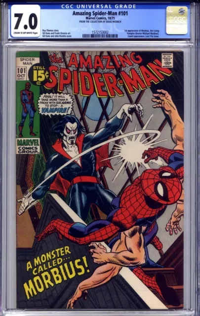 AMAZING SPIDER-MAN #101 CGC 7.0 1st Morbius unique label DOUG MOENCH COLLECTION