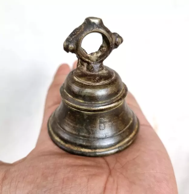 Old Antique Brass Hand Crafted Unique Cow Pet / Temple Bell Traditional Ornament