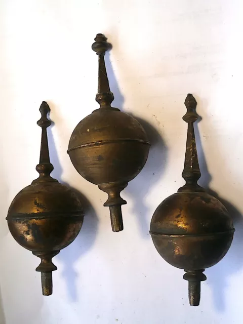 Set Of 3 Longcase Grandfather Clock  Grass  Finials