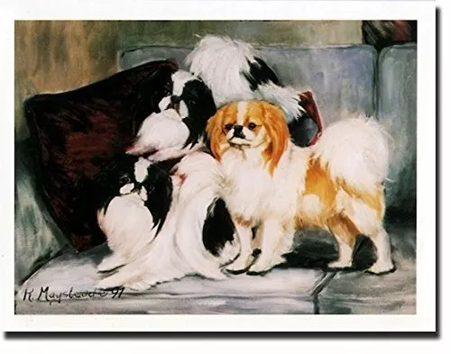 Japanese Chin Trio on Couch Notecards Set 6 Note Cards By Ruth Maystead JPC-2