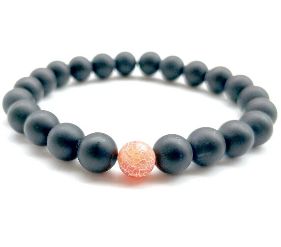 8mm Dragon agate obsidian Bracelet energy Bless Sutra Monk men Lucky