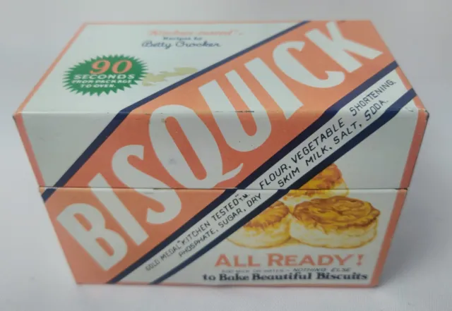 Vtg Betty Crocker Bisquick Biscuits Advertising Metal Recipe Box 1931 Gold Medal