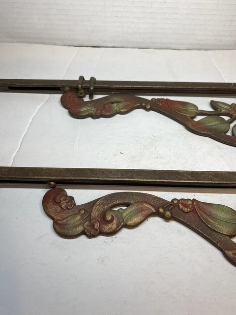 Vintage Lot Of 2 Art Deco Swing Arm Extending Curtain Drape Rods 3