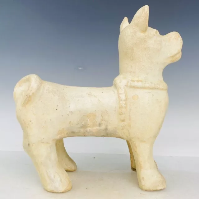 10.2" Chinese Antique Porcelain Song dynasty cizhou kiln White glaze dog Statue