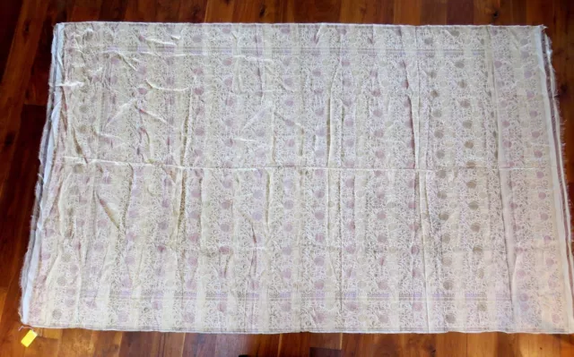 Rare Vintage 1940'S Silk Metallic Thread Woven Silk Brocade Sari 3 1/2 Yds 67"W