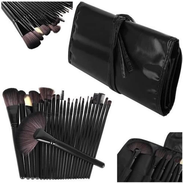 Set 24 Pennelli Per Trucco MAKE UP Ombretto Fard Cosmetica Con Borsa Custodia