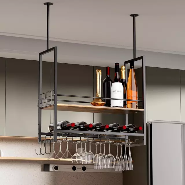 Wine Glass Rack Hanging,Wine Glass Holder,2 Tier Wine Glass Rack,Ceiling Wine Gl